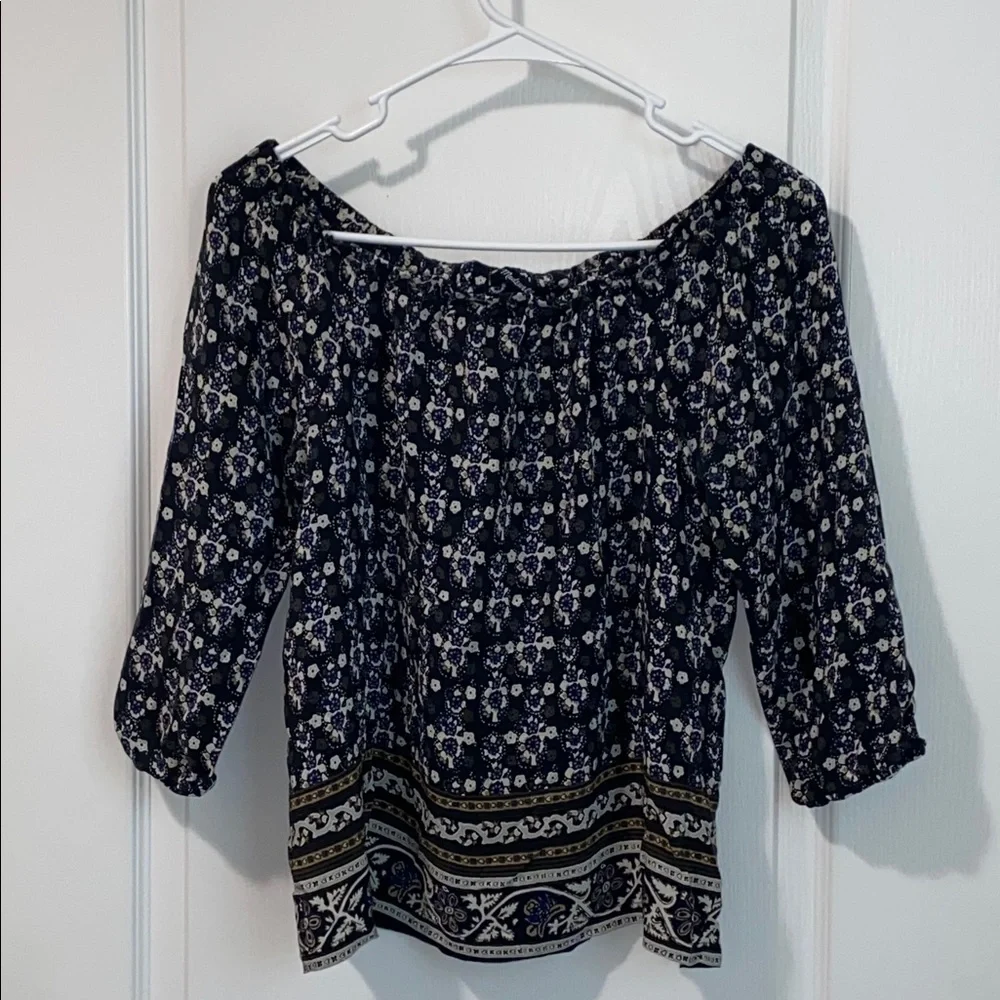 Madewell Garden House Silk Floral Off the Shoulder Boho Blouse‎